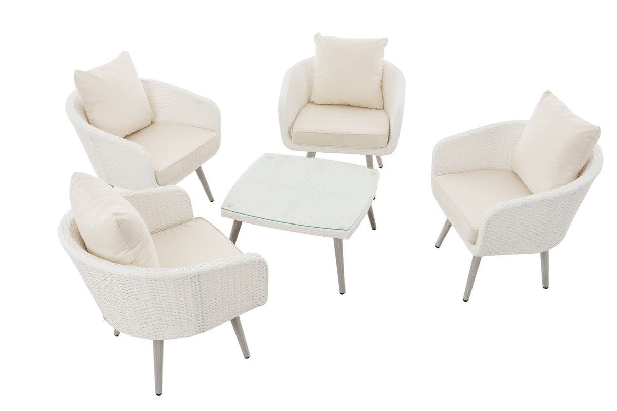 Lounge-set Ameland plat riet crèmewit 40 cm (lichtgrijs) (2)