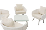 Lounge-set Ameland plat riet crèmewit 40 cm (lichtgrijs) (4)