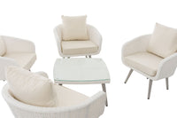 Lounge-set Ameland plat riet crèmewit 40 cm (lichtgrijs) (4)