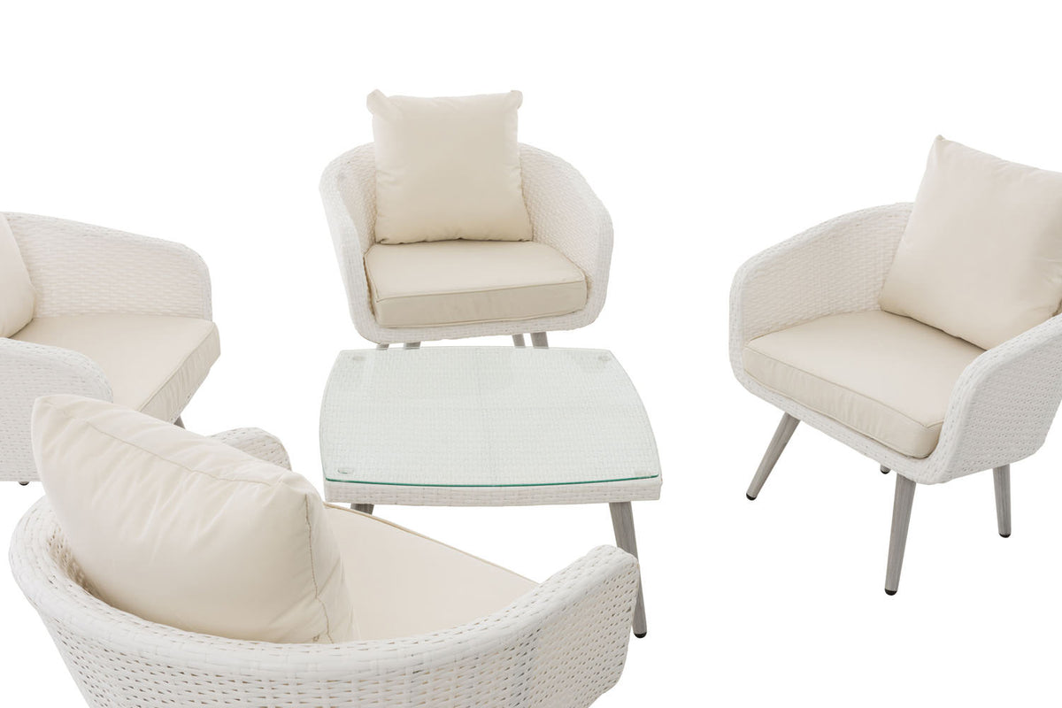 Lounge-set Ameland plat riet crèmewit 40 cm (lichtgrijs) (4)