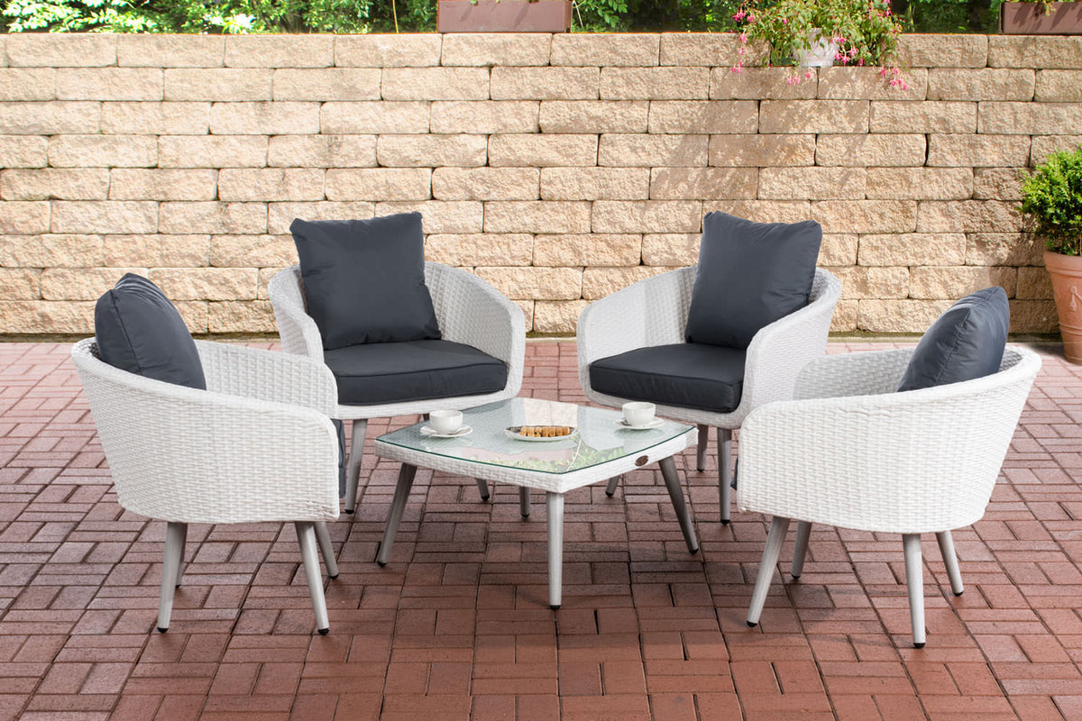 Lounge-set Ameland plat riet ijzergrijs 40 cm (lichtgrijs)