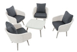 Lounge-set Ameland plat riet ijzergrijs 40 cm (lichtgrijs) (2)