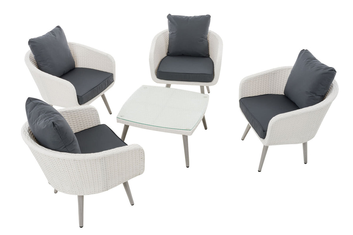 Lounge-set Ameland plat riet ijzergrijs 40 cm (lichtgrijs) (2)