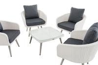 Lounge-set Ameland plat riet ijzergrijs 40 cm (lichtgrijs) (3)