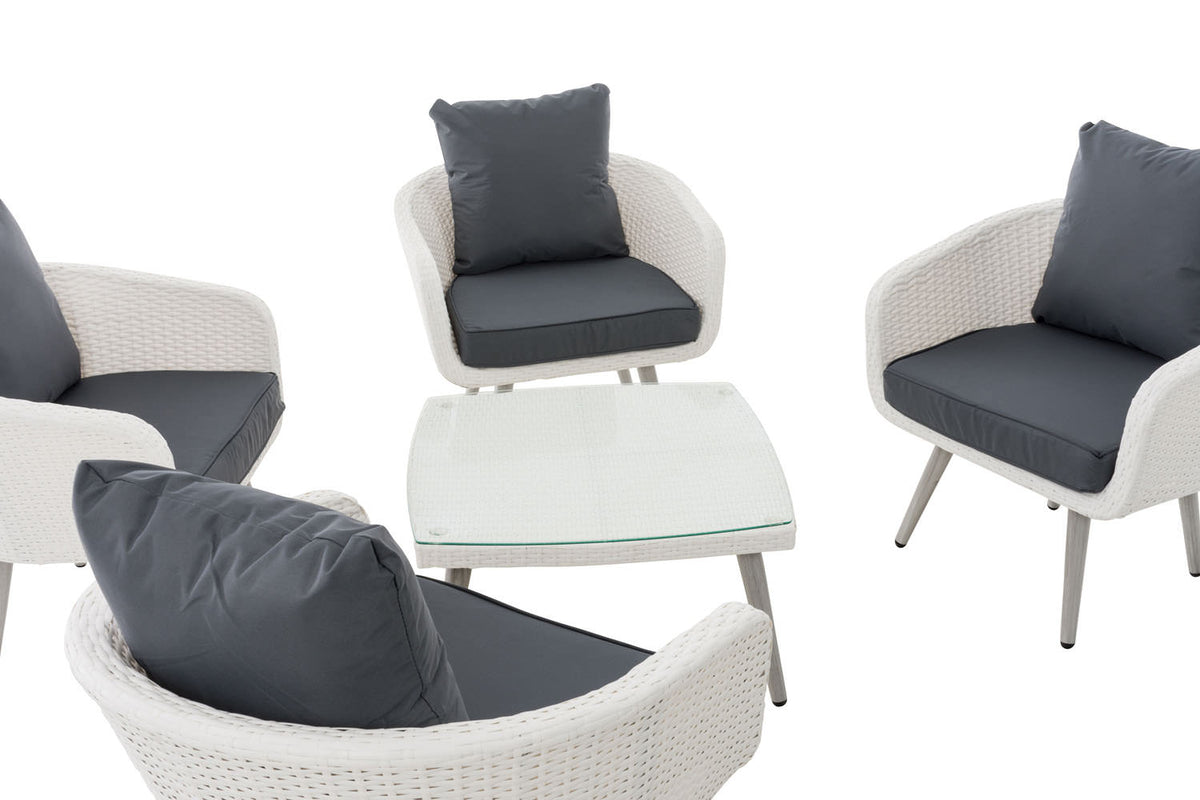 Lounge-set Ameland plat riet ijzergrijs 40 cm (lichtgrijs) (4)