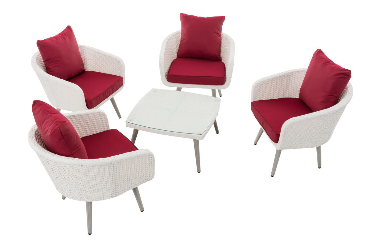 Lounge-set Ameland plat riet robijnrood 40 cm (Lichtgrijs) (2)