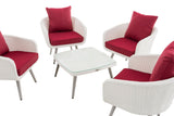 Lounge-set Ameland plat riet robijnrood 40 cm (Lichtgrijs) (3)