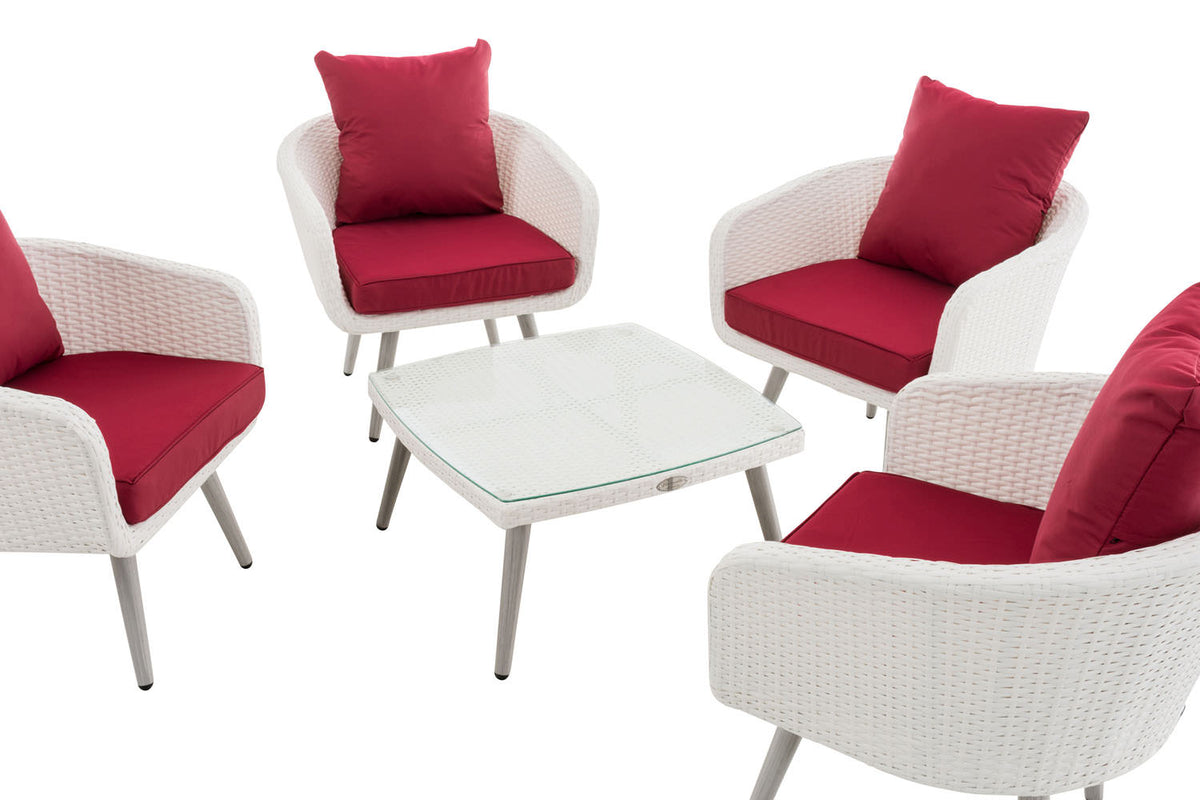 Lounge-set Ameland plat riet robijnrood 40 cm (Lichtgrijs) (3)