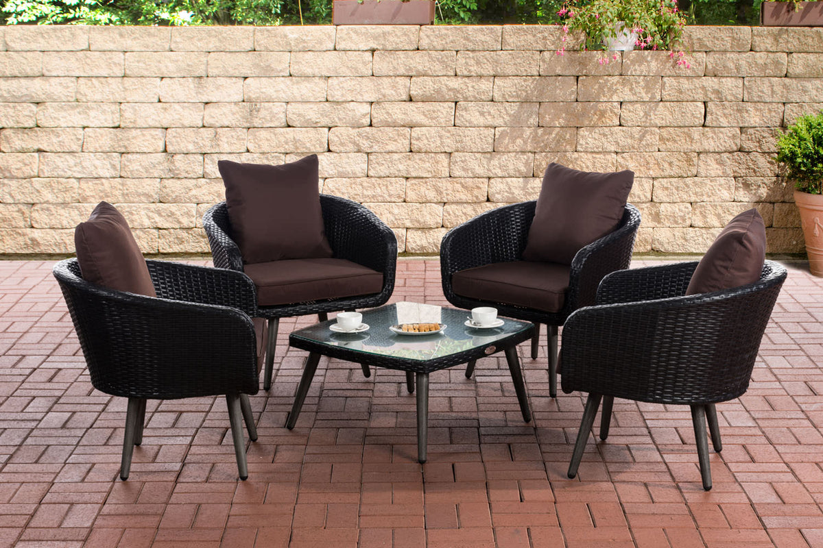 Lounge-set Ameland plat riet terrabruin 45 cm (donkergrijs)