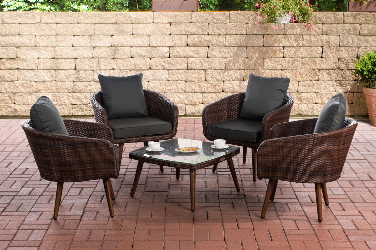 Lounge-set Ameland plat riet antraciet 45 cm (donkerbruin)