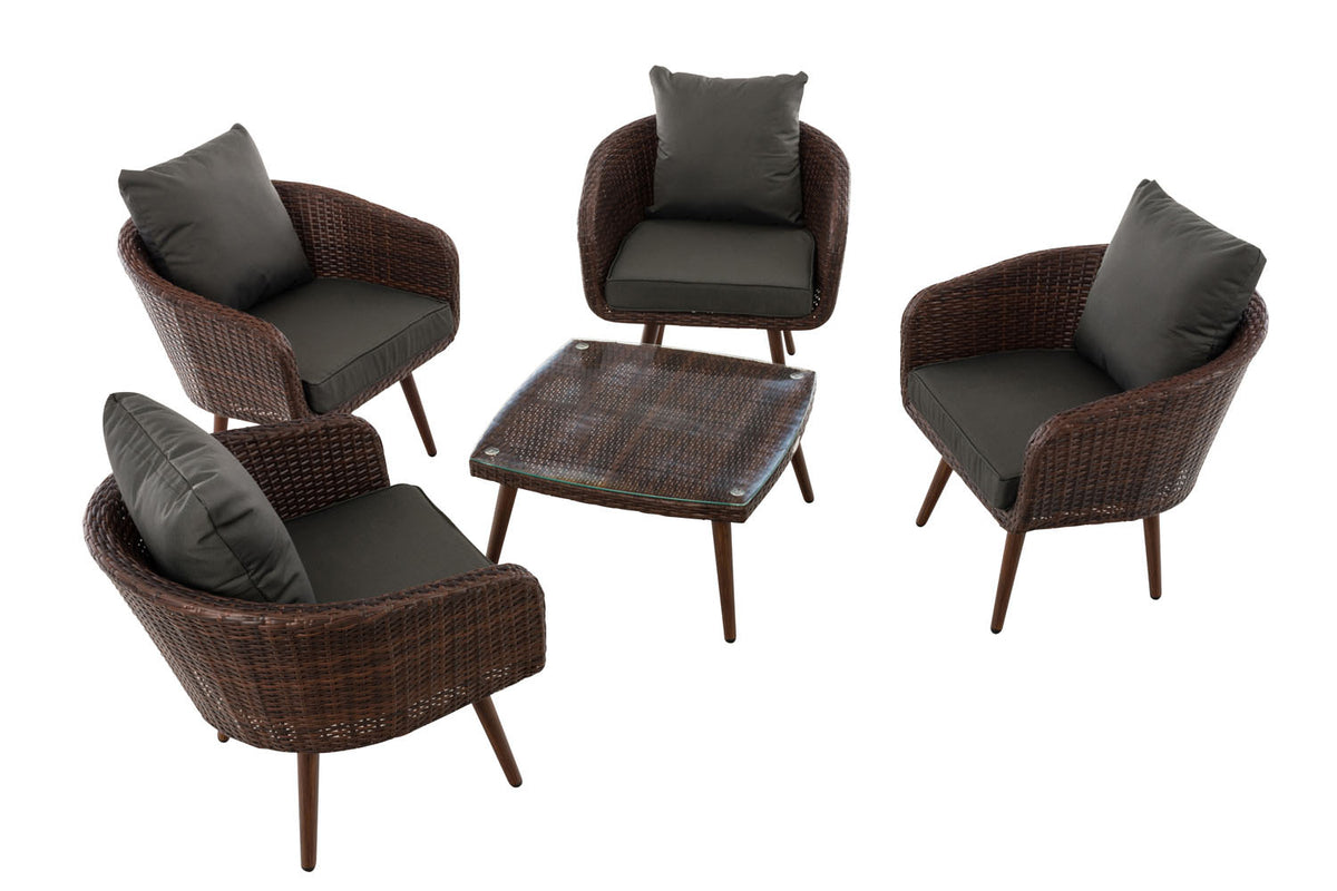 Lounge-set Ameland plat riet antraciet 45 cm (donkerbruin) (2)