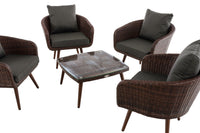 Lounge-set Ameland plat riet antraciet 45 cm (donkerbruin) (3)