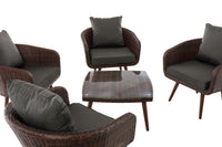 Lounge-set Ameland plat riet antraciet 45 cm (donkerbruin) (4)