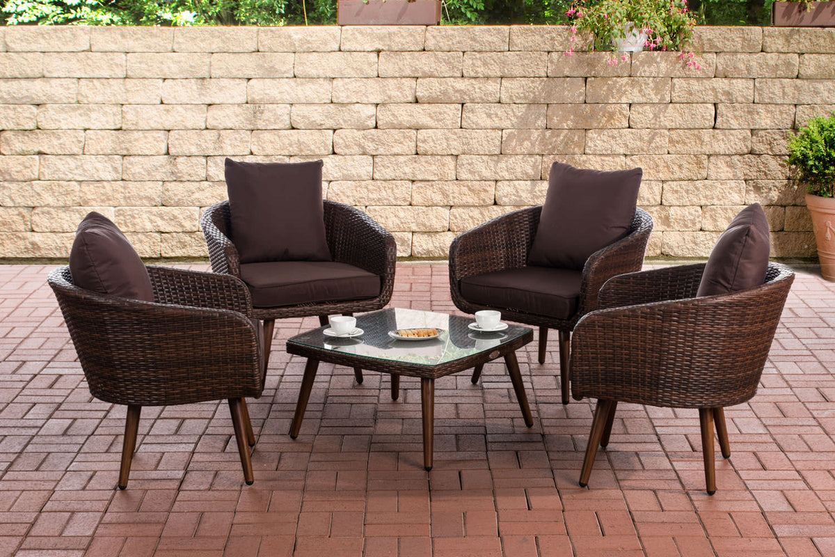Lounge-set Ameland plat riet terrabruin 45 cm (donkerbruin)