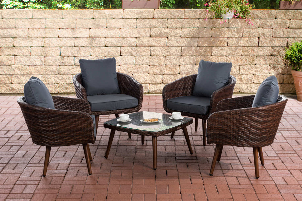 Lounge-set Ameland plat riet ijzergrijs 45 cm (donkerbruin)