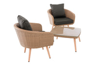 Balkonset Ameland plat rotan antraciet 40 cm (lichtbruin) (4)
