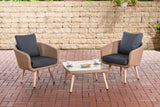 Balkonset Ameland plat rotan ijzergrijs 40 cm (lichtbruin)