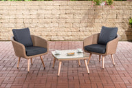 Balkonset Ameland plat rotan ijzergrijs 40 cm (lichtbruin)