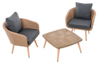 Balkonset Ameland plat rotan ijzergrijs 40 cm (lichtbruin) (2)