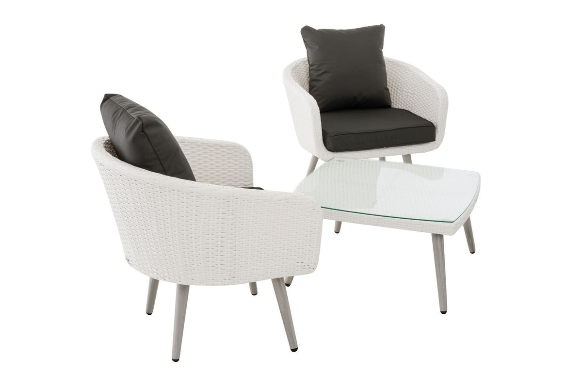 Balkonset Ameland plat rotan antraciet 40 cm (lichtgrijs) (4)