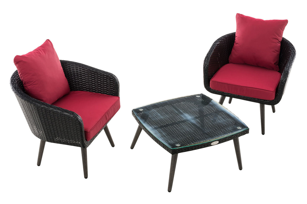 Balkonset Ameland plat rotan robijnrood 40 cm (donkergrijs) (2)