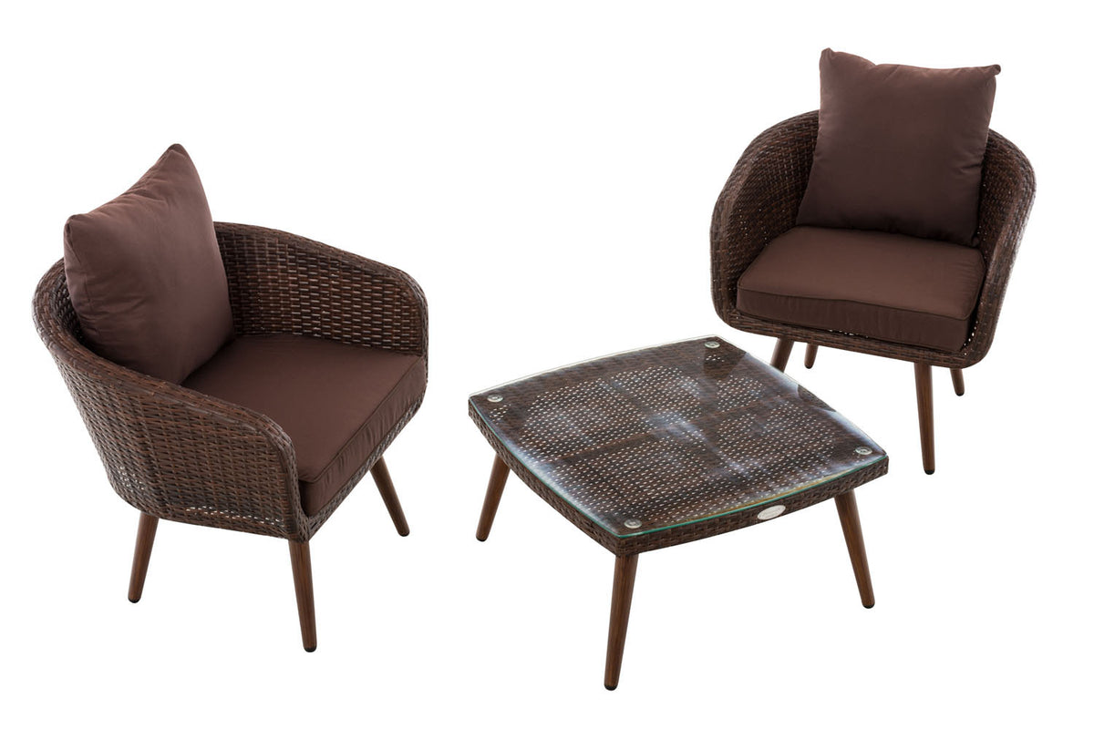 Balkonset Ameland plat rotan terrabruin 40 cm (donkerbruin) (2)
