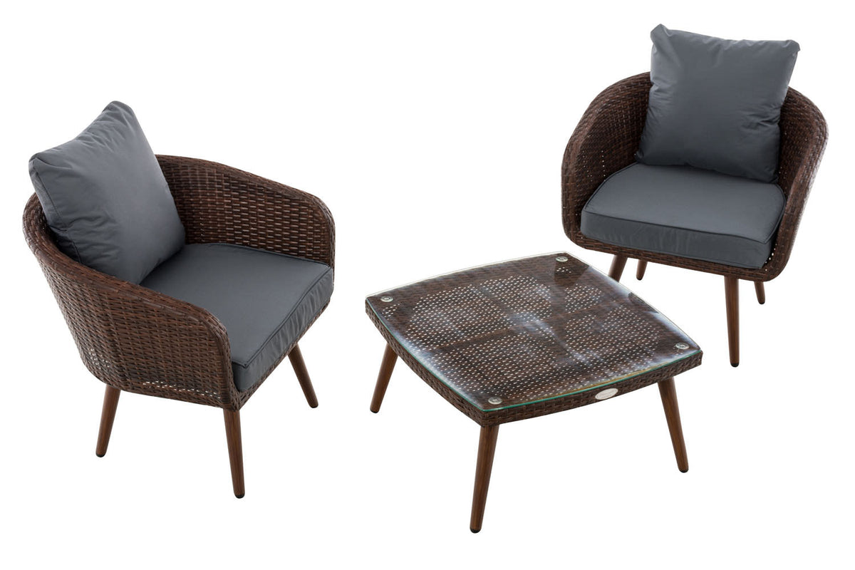 Balkonset Ameland plat rotan ijzergrijs 40 cm (donkerbruin) (2)