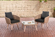 Balkonset Ameland plat rotan antraciet 45 cm (lichtbruin)