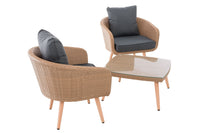 Balkonset Ameland plat rotan ijzergrijs 45 cm (lichtbruin) (4)