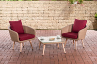 Balkonset Ameland plat rotan robijnrood 45 cm (lichtbruin)