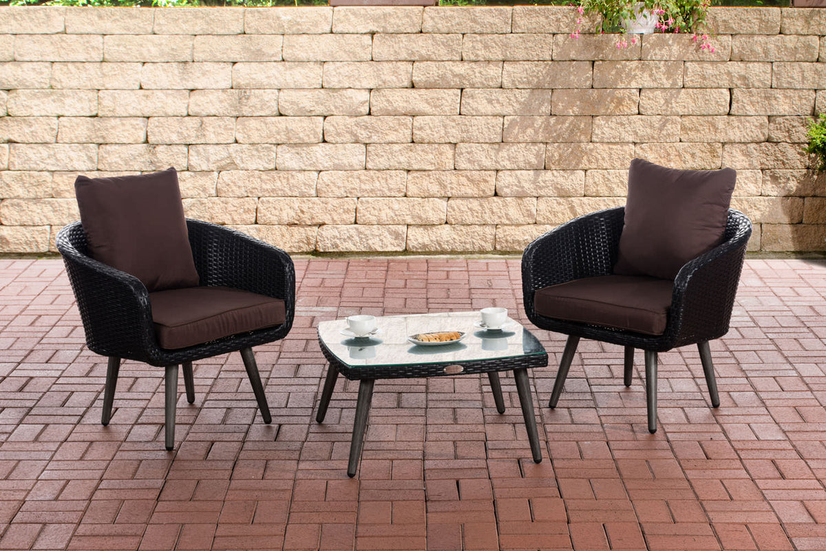 Balkonset Ameland plat rotan terrabruin 45 cm (donkergrijs)