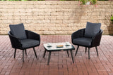 Balkonset Ameland plat rotan ijzergrijs 45 cm (donkergrijs)