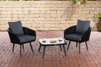 Balkonset Ameland plat rotan ijzergrijs 45 cm (donkergrijs)