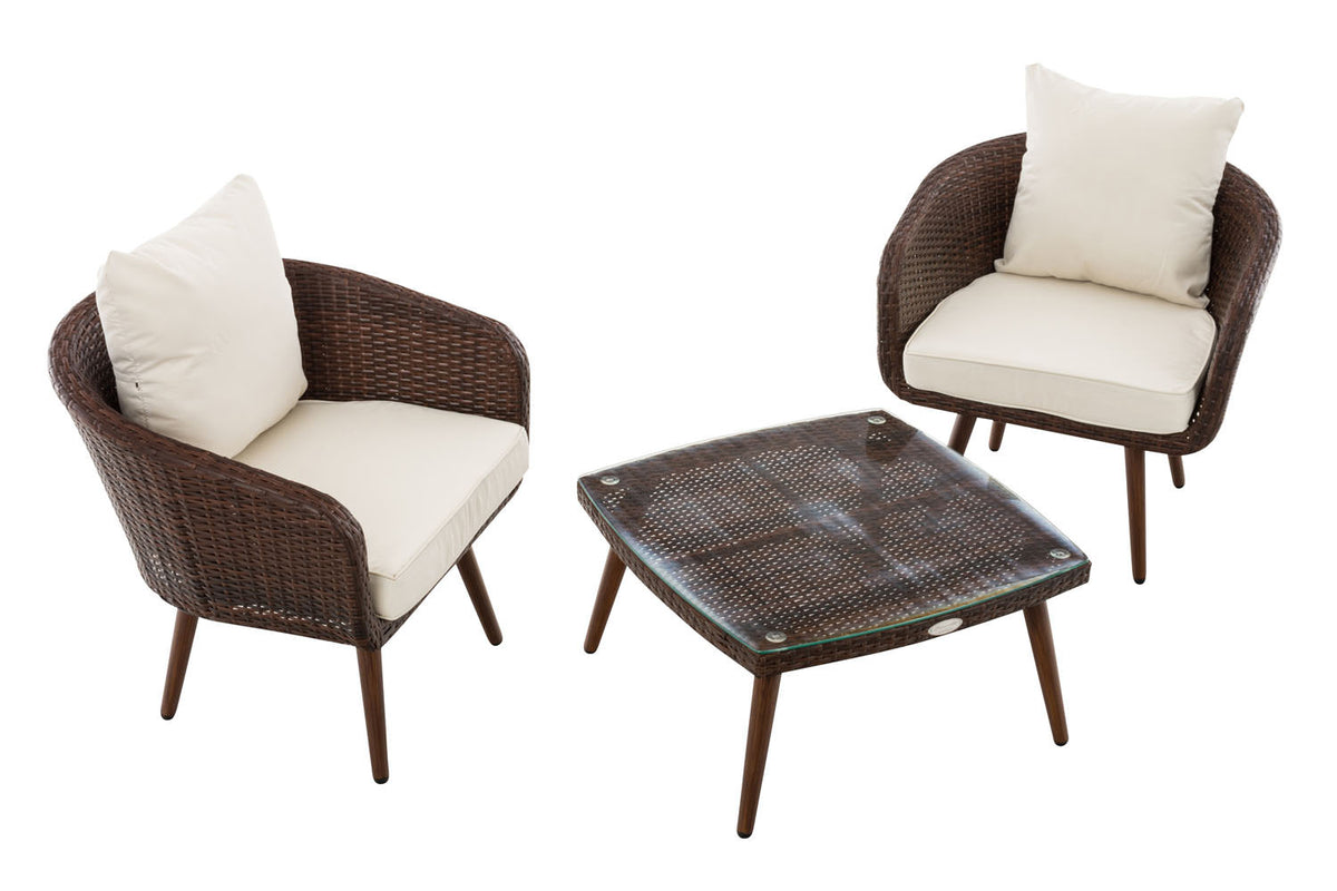 Balkonset Ameland plat rotan crèmewit 45 cm (donkerbruin) (2)