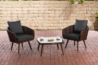 Balkonset Ameland plat rotan antraciet 45 cm (donkerbruin)