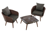 Balkonset Ameland plat rotan antraciet 45 cm (donkerbruin) (2)