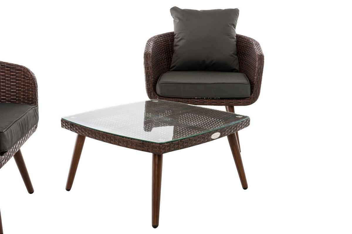 Balkonset Ameland plat rotan antraciet 45 cm (donkerbruin) (3)