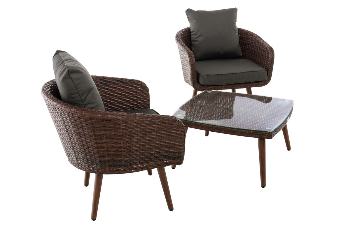 Balkonset Ameland plat rotan antraciet 45 cm (donkerbruin) (4)