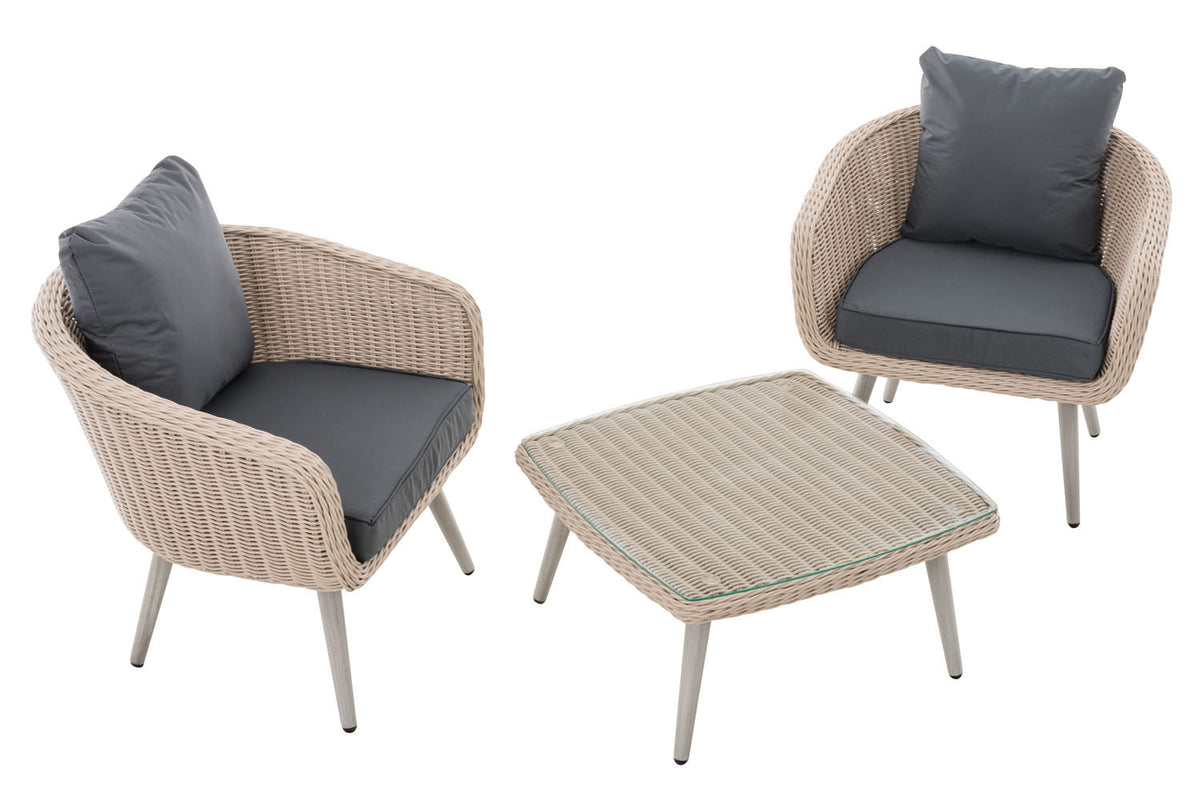 Balkonset Ameland rond rotan ijzergrijs 40 cm (lichtgrijs) (2)