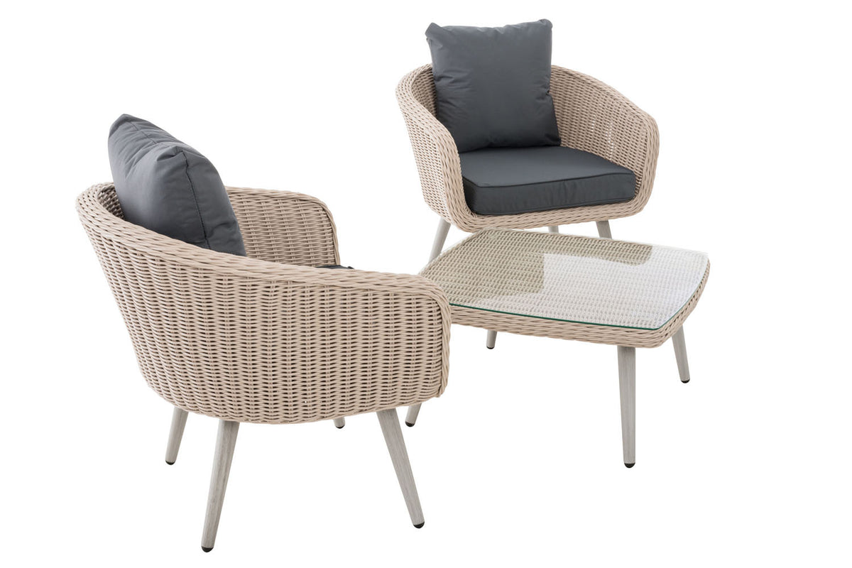 Balkonset Ameland rond rotan ijzergrijs 45 cm (lichtgrijs) (4)