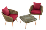 Balkonset Ameland rond rotan robijnrood 45 cm (lichtbruin) (2)