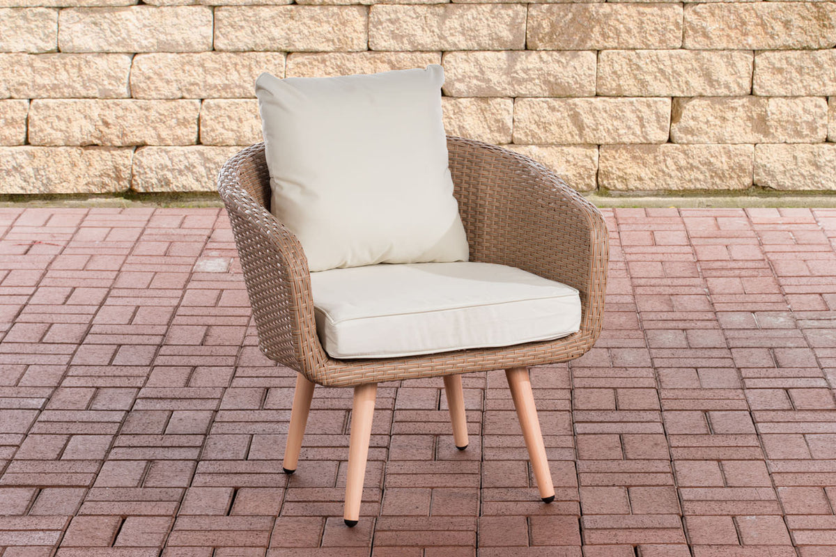 Fauteuil Ameland plat crèmewit 40 cm (lichtbruin)