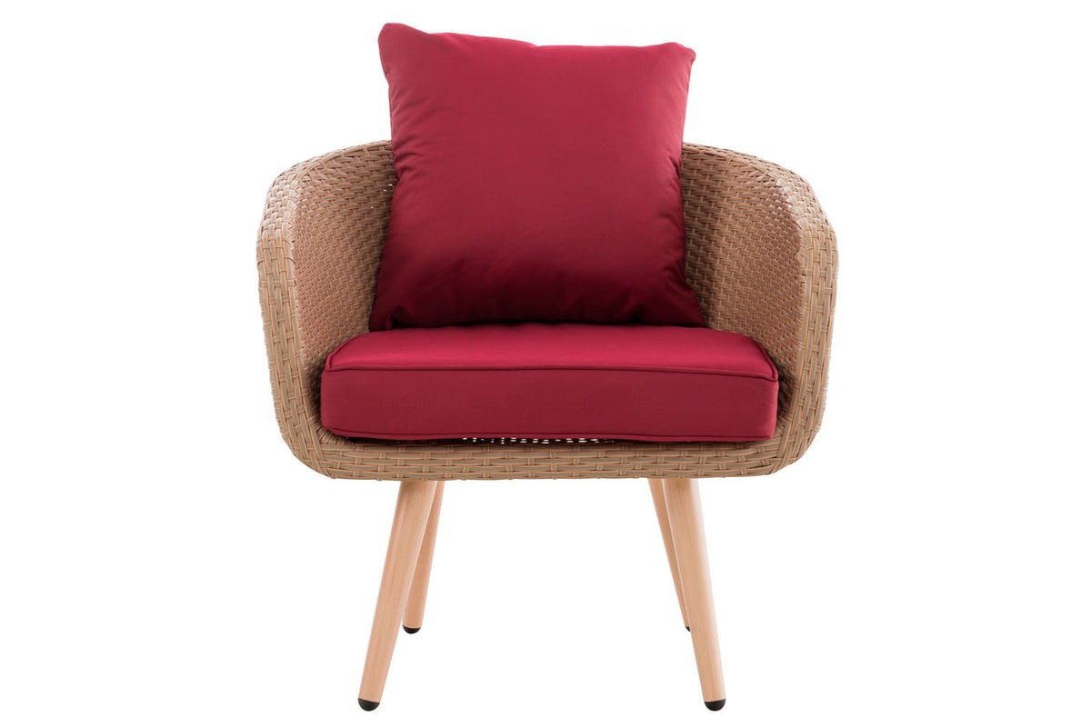 Fauteuil Ameland plat robijnrood 40 cm (lichtbruin) (2)