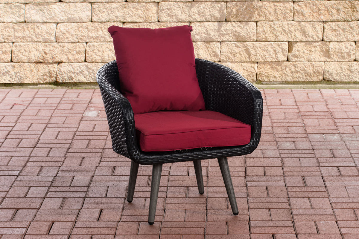 Fauteuil Ameland plat robijnrood 40 cm (donkergrijs)