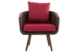 Fauteuil Ameland plat robijnrood 40 cm (donkerbruin) (2)