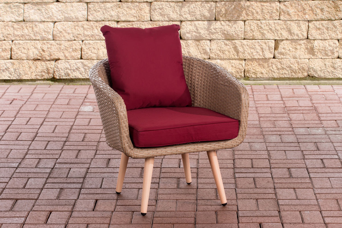 Fauteuil Ameland plat robijnrood 45 cm (lichtbruin)