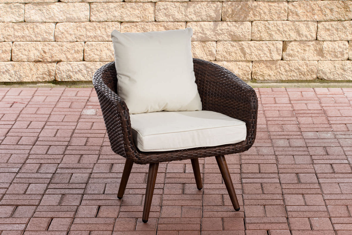 Fauteuil Ameland plat crèmewit 45 cm (donkerbruin)