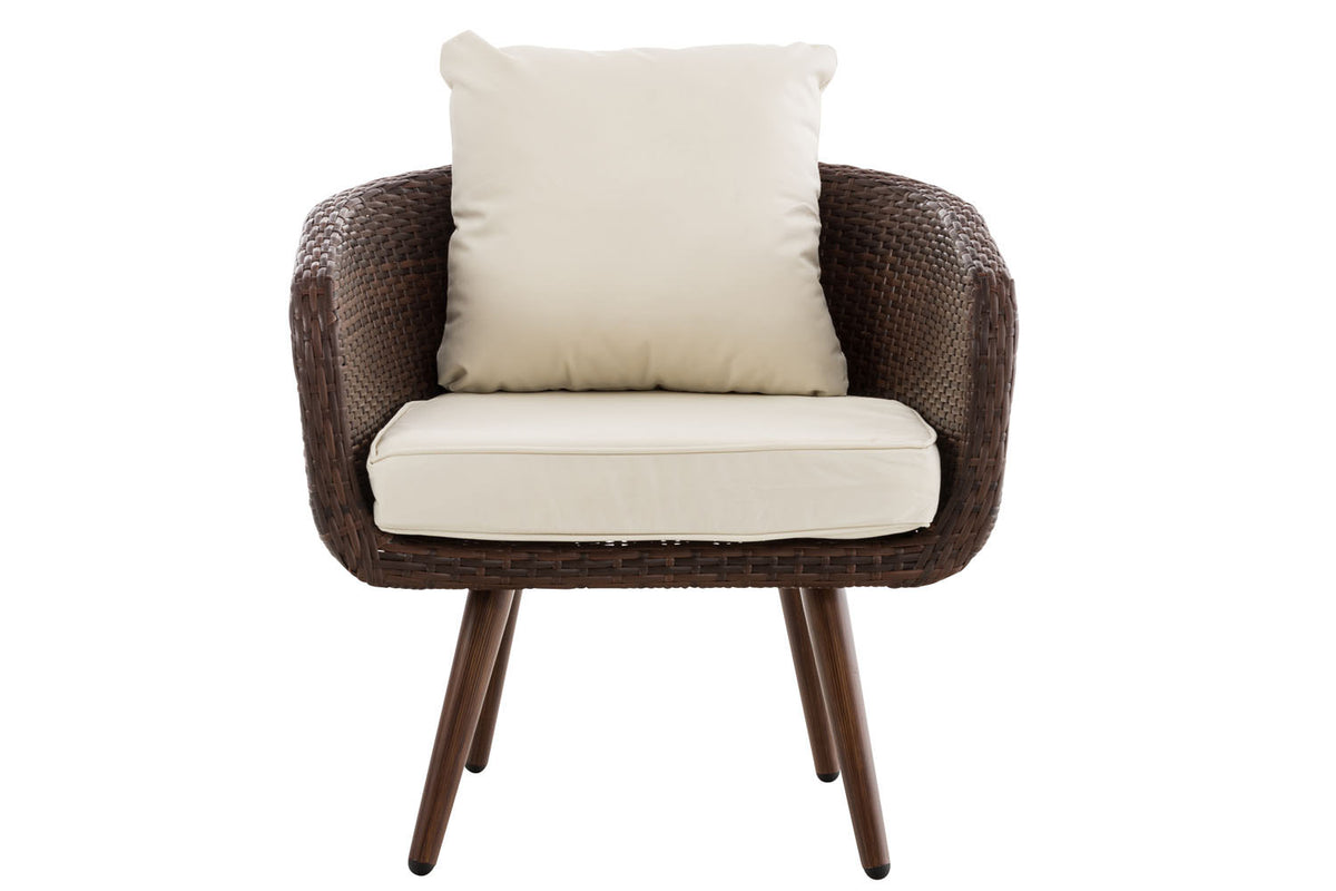Fauteuil Ameland plat crèmewit 45 cm (donkerbruin) (2)