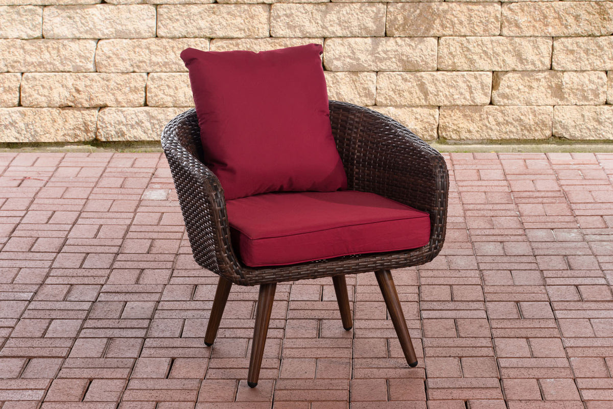 Fauteuil Ameland plat robijnrood 45 cm (donkerbruin)