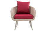 Fauteuil Ameland rond robijnrood 40 cm (lichtgrijs) (2)